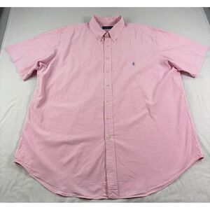 Polo Ralph Lauren Shirt Mens 2XL Tall Pink Striped Seersucker Short Sleeve
